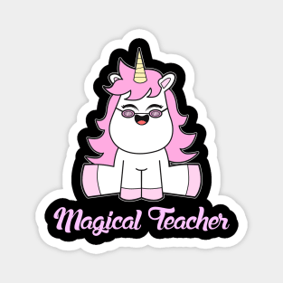 Pink Unicorn Glasses Teacher Magnet