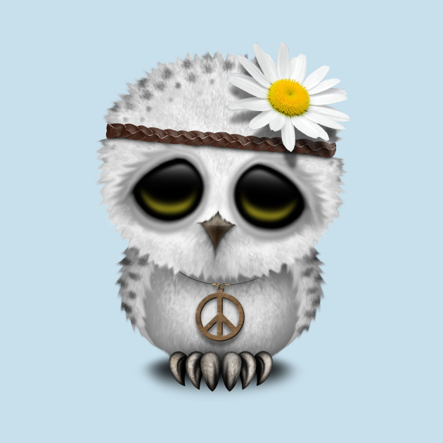 Disover Cute Baby Snowy Owl Hippie - Baby Owl - T-Shirt