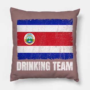 Costa Rican Drinking Team Graphic for Men Women Funny Costa Rica Flag Pillow