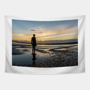 Sunset light, Crosby beach Tapestry