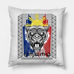 Philippine Flag Tribal line Art Tiger/Baybayin word Mindanaw (Mindanao) Pillow