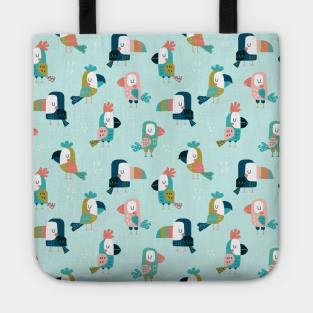 Cute Colorful Beautiful Bird Pattern Artwork Tote