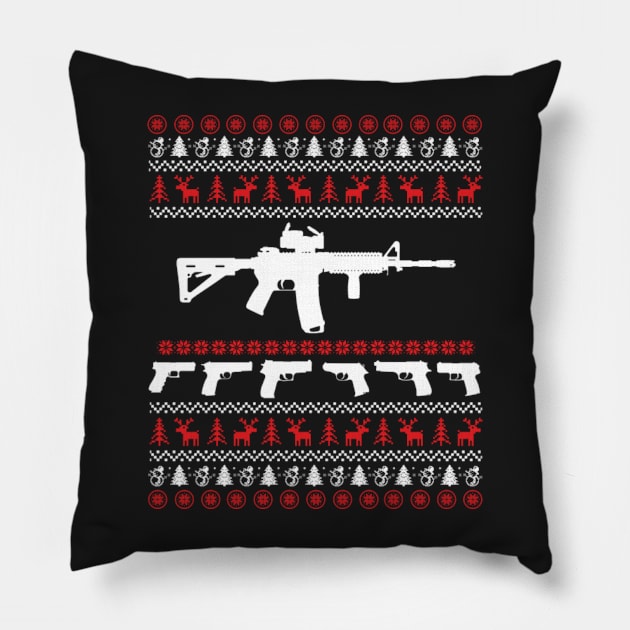 AR 15 Guns Ugly Christmas Model Pillow by D3monic