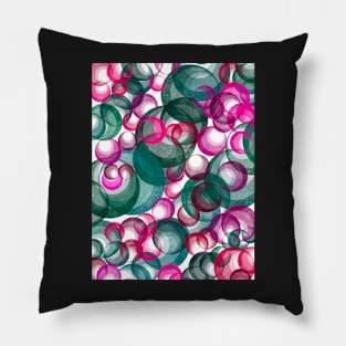 Retro Pink Green Bubbles Pillow