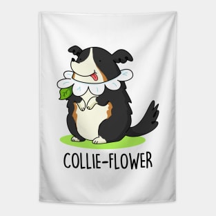 Collieflower Cute Collie Dog Pun Tapestry