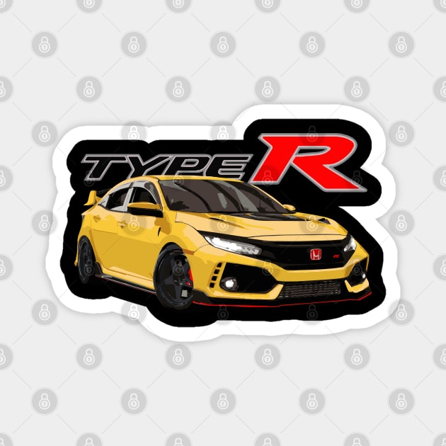 Phoenix Yellow FK8 Civic Type R Honda Magnet by cowtown_cowboy