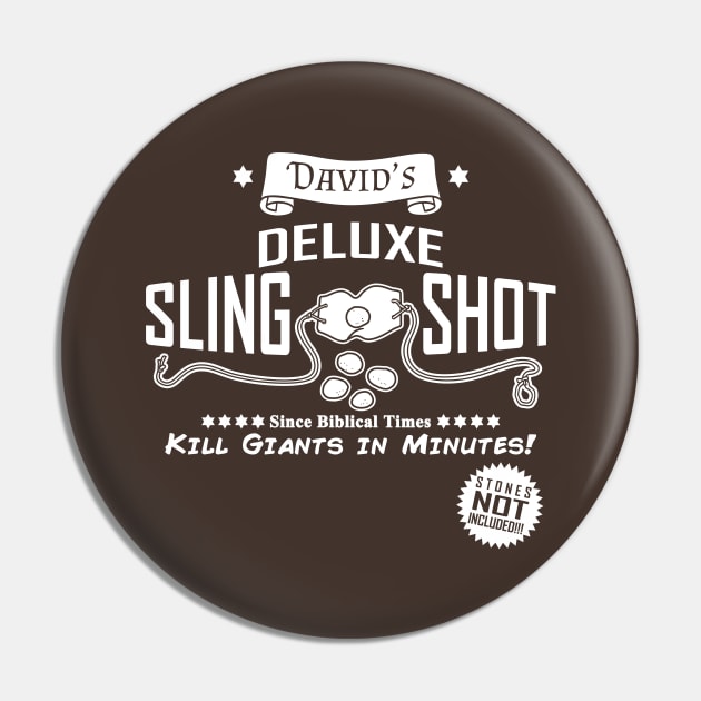 David's Slingshot Funny Bible Inspired David And Goliath Retro Vintage Poster Pin by Originals By Boggs