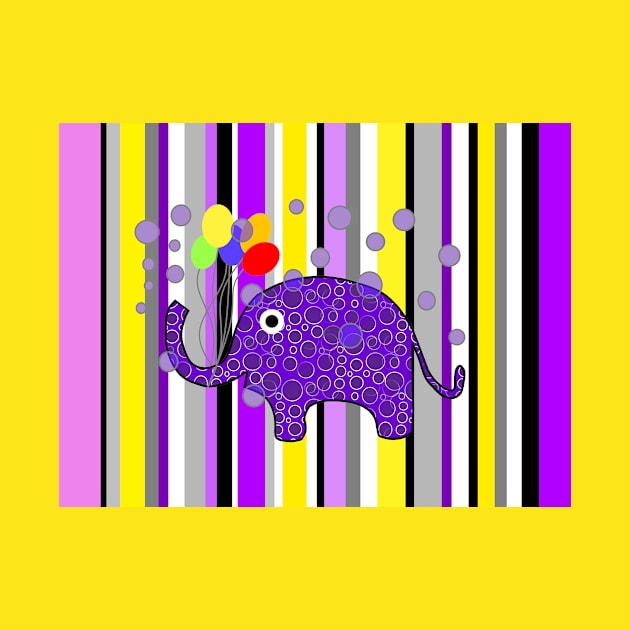 FUNNY  Elephant Party Stripes by SartorisArt1