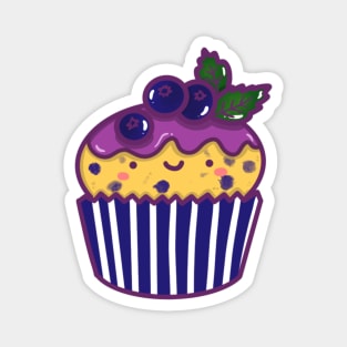 Kawaii Blueberry cupcake sticker doodle design sticker Magnet