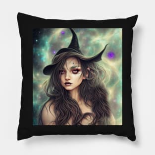 Women Wicca Art Witchy Artwork Beautiful Witch Girl 5 Pillow