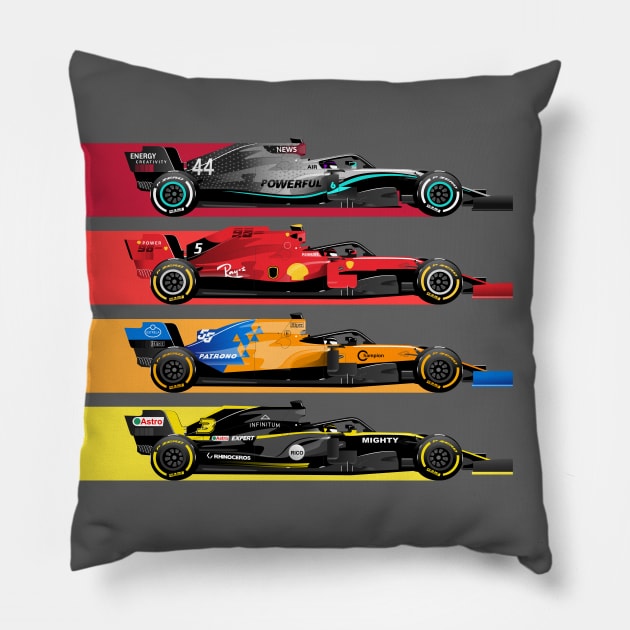 Formula Race Cars Pillow by marieltoigo