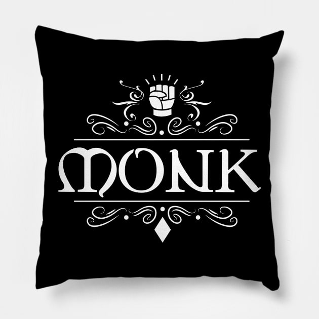 Monk Character Class TRPG Tabletop RPG Gaming Addict Pillow by dungeonarmory