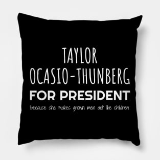 Taylor Ocasio Thunberg For President Pillow