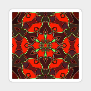 Cartoon Mandala Flower Red and Teal Magnet