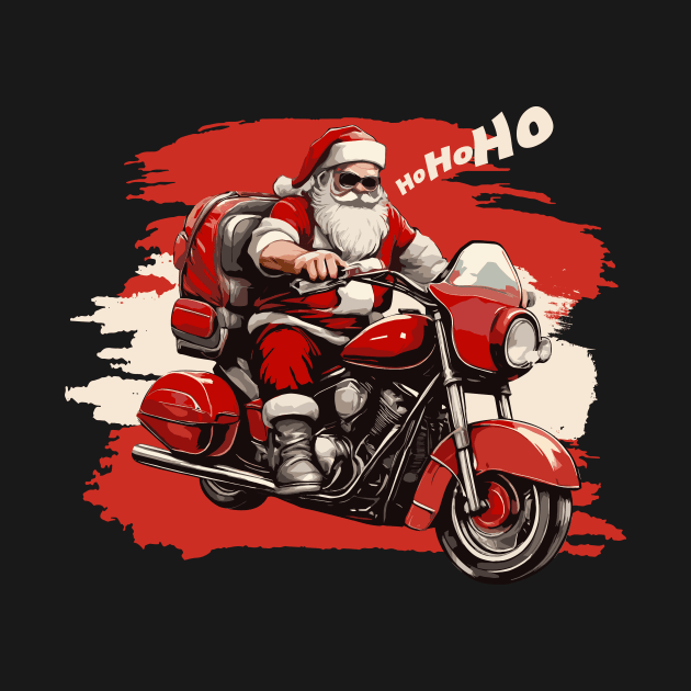 Santa riding a retro bike funny christmas 2023 gift by GrafiqueDynasty