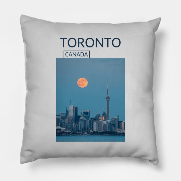 Toronto Ontario Canada Panoramic Skyline Cityscape Gift for Canadian Canada Day Present Souvenir T-shirt Hoodie Apparel Mug Notebook Tote Pillow Sticker Magnet Pillow by Mr. Travel Joy