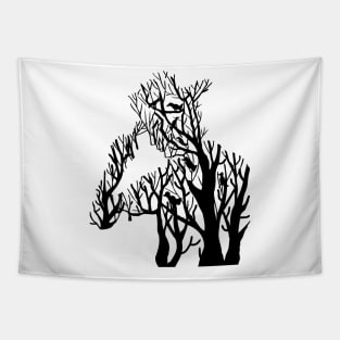 Man tree silhouette Tapestry