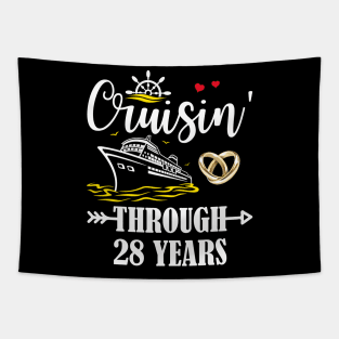 Cruising Through 28 Years Family 28th Anniversary Cruise Couple Tapestry