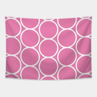 Simple Pattern - White Circles, Pink Background Tapestry