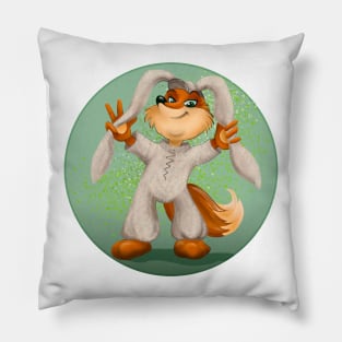 a fox in a rabbit costume Pillow