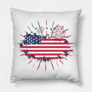 4th of July Fireworks Spectacular, Independence Day, fireworks, celebration, patriotic, crowd, holiday, festive, night, USA, cheer Pillow