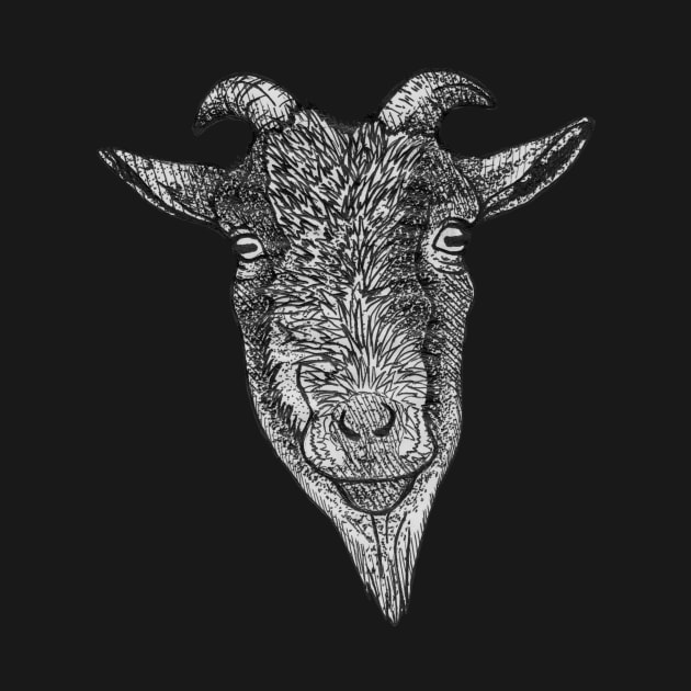 Satanic black and white goat by deadblackpony