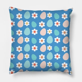 Cute colorful easter pattern with eggs and flowers Pillow