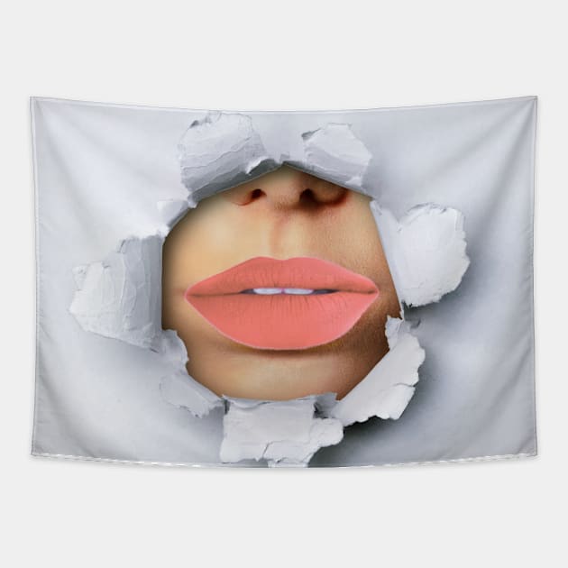 Marrone Lips Ripped Tapestry by Family shirts