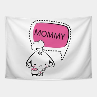 Loving Mommy Dog Cartoon with Heart Tapestry