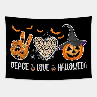 Peace Love Halloween Funny Halloween Costume Cool Pumpkin Shirt Tapestry