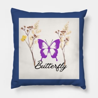 Butterfly with flowers  t-shirt design. Pillow