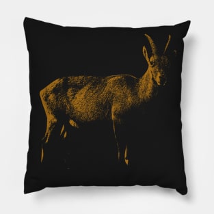 Alpine ibex Black and brownish golden Pillow