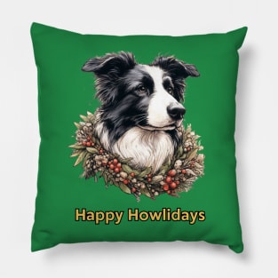 Happy Howlidays Border Collie Pillow