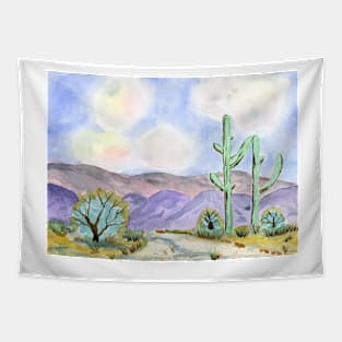 Desert Mountains. Watercolor Painting Tapestry