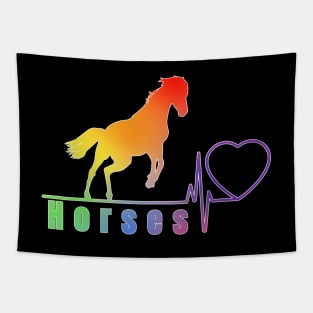 Horse rainbow color beautiful love Tapestry