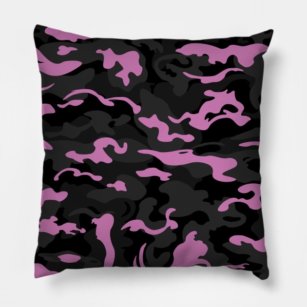 Pink Black Camo Style Camouflage Pattern Pillow by RCLWOW