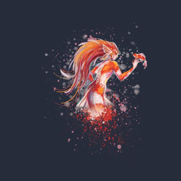 Koi Mermaid - Orange Splatter by KPrimeArt