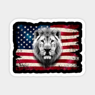 American flag and lion 4th of July USA Patriotic Magnet