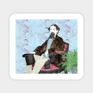 Charles Dickens in Marbled Bookbinding Paper Magnet