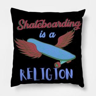 Retro Skateboarding is a Religion Pillow