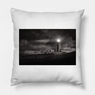 The Lit Lighthouse Lamp Beam - Mull of Galloway lighthouse, Scotland Pillow