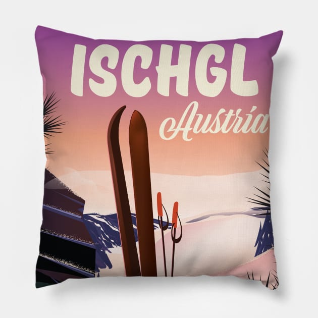 Ischgl Austria ski poster Pillow by nickemporium1