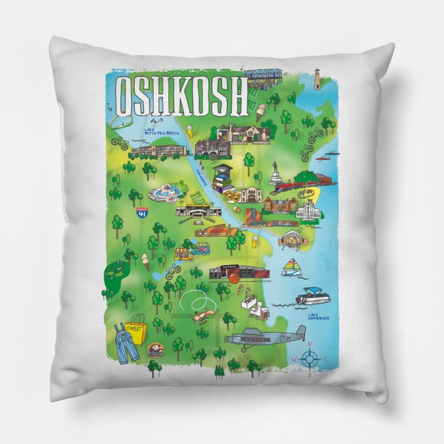 Oshkosh Map Pillow by ggb