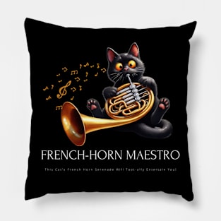 Funny Cat Playing French Horn French Horn Maestro Pillow