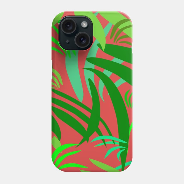 Fronds on Soft Red Repeat 5748 Phone Case by ArtticArlo