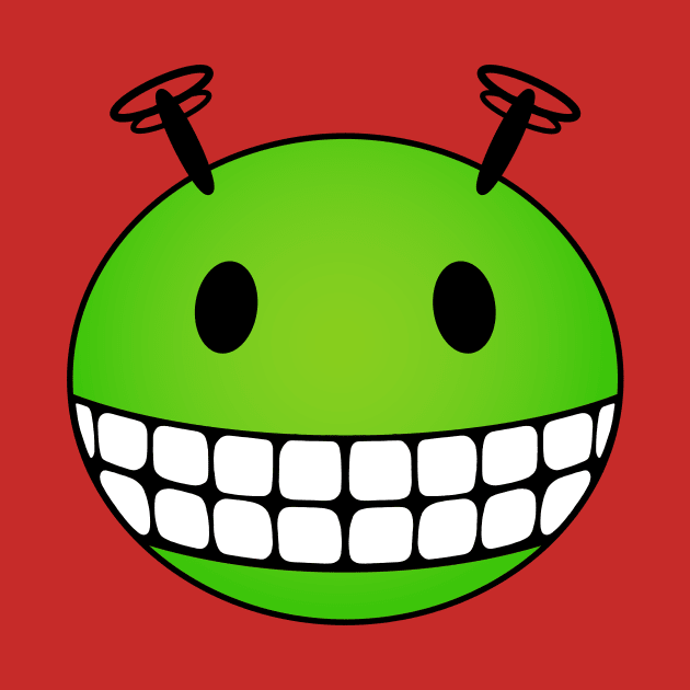 Green Alien Smiley Face by RawSunArt