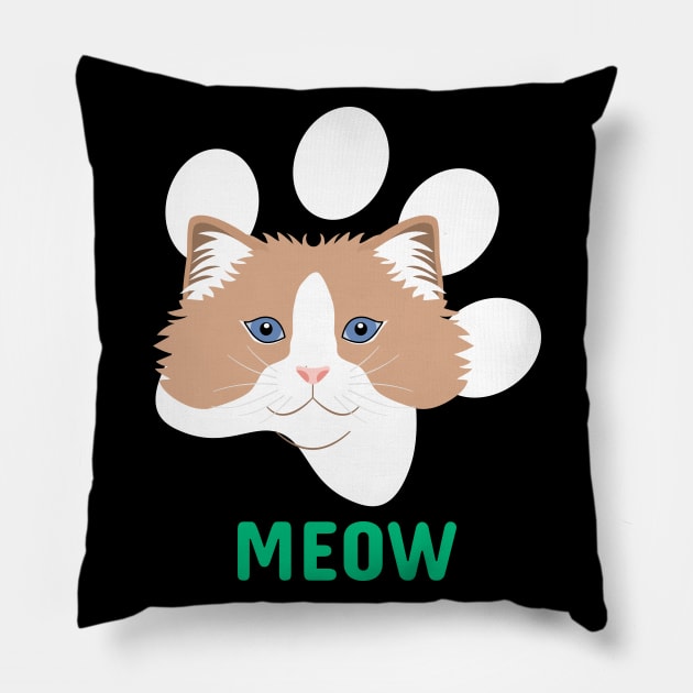 Ragdoll Cat Head Pillow by LulululuPainting