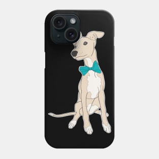 Cute fawn Italian Greyhound with bright teal bow Phone Case