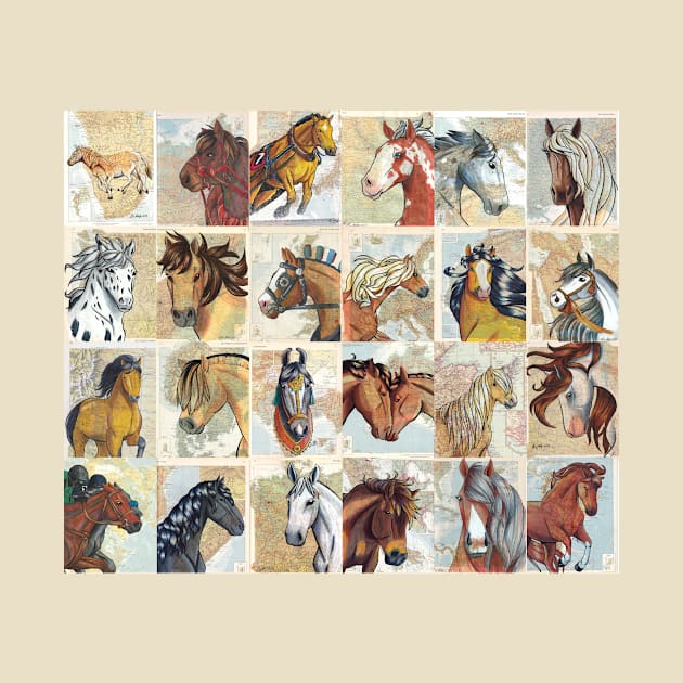 Horses of the World Pattern by lizstaley