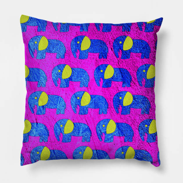 elephants go elephants in ecopop painting pattern Pillow by jorge_lebeau